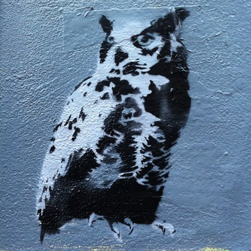 Owl Stencil Street Art Hackney Road, London